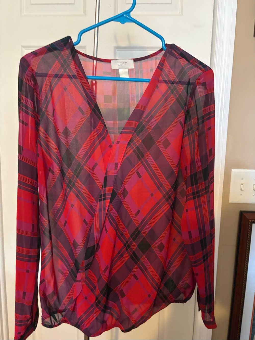 Sheer Plaid Blouse